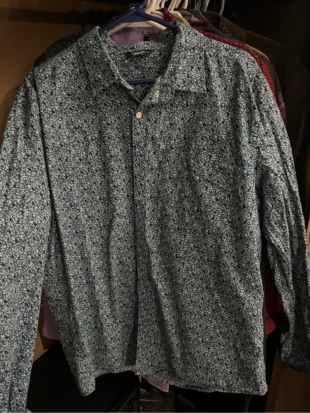 George Men’s Blue Micro Floral Button-Down Shirt